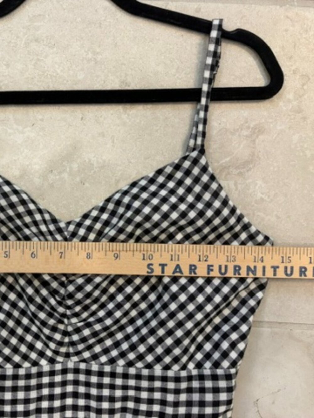 Evereve Gingham Black/White Smocked Midi Dress 100% Cotton Sz Small Cottagecore - Picture 8 of 8